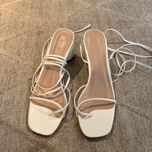 Princess Polly white strappy heels